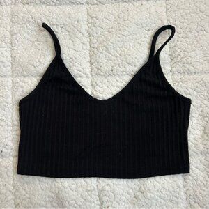 SHEIN Black Ribbed Crop Camisole Top​